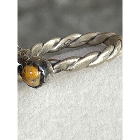 Sterling Silver Native Style Bumblebee Jasper 3 Stone Band Ring Southwest Cigar - Picture 2 of 13